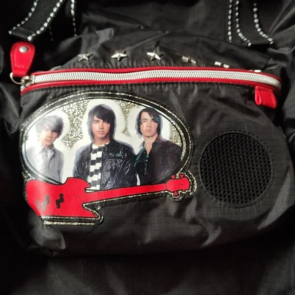 Jonas Brothers Retro Camp Rock Black Backpack With Built-in Speaker.  NWT - Picture 4 of 7